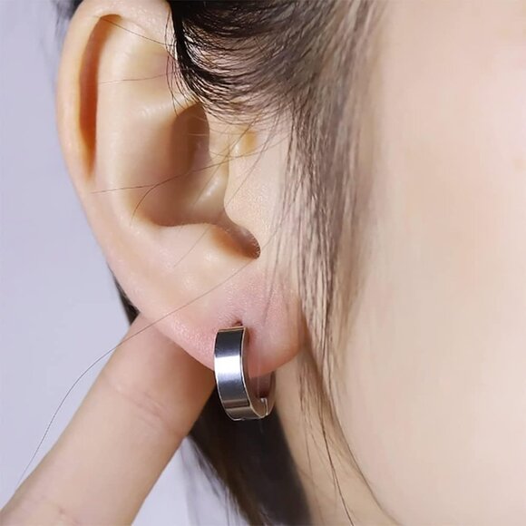 Minimalist Stainless Steel Huggie Hoop Earrings - 5 Pairs in Gold Silver Black B - Picture 7 of 8